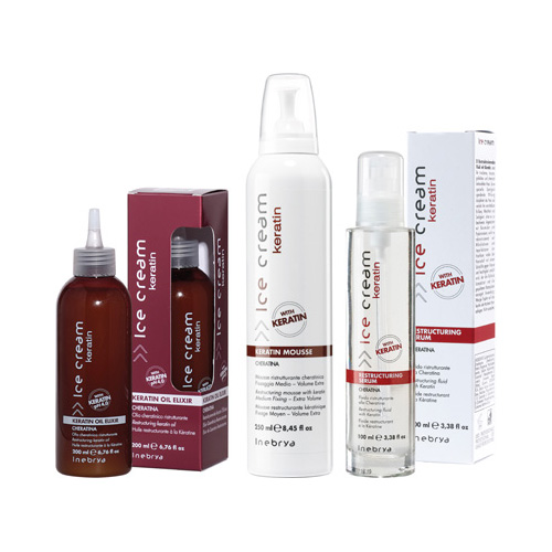 ICE CREAM KERATIN - mousse, serum, oil elixir - INEBRYA